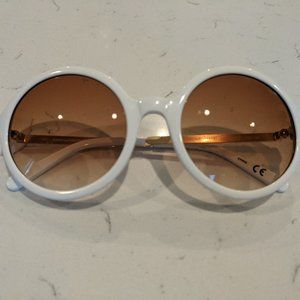 DVF Diane von Furstenberg Sonata white round sunglasses